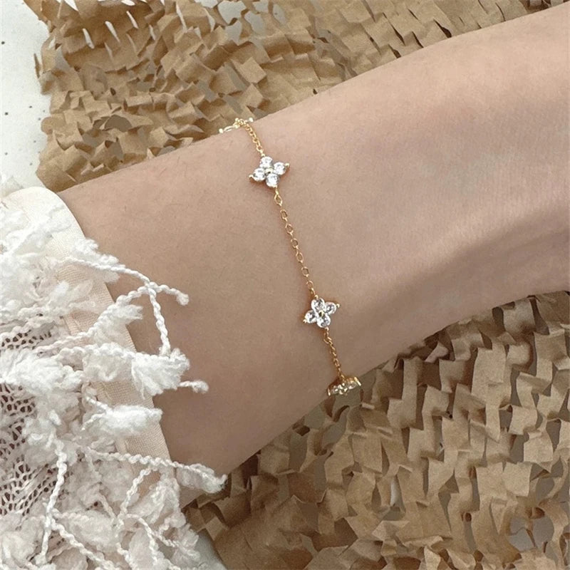2Crystal Flower Bracelet Women